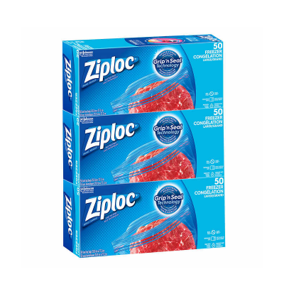 Ziploc Brand Large Freezer Bags密保诺大号密封储存冷冻保鲜袋 50个*3包